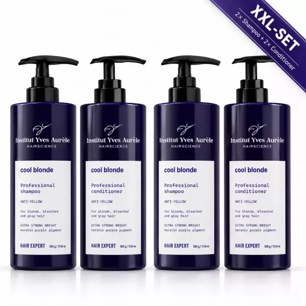 2× Cool Blonde Set gegen Gelbstiche + Kosmetiktasche als Geschenk